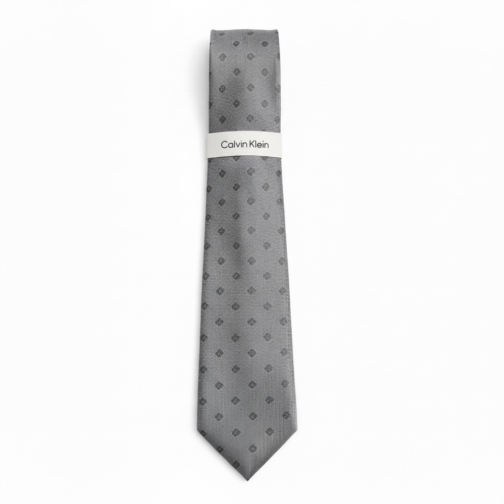 NWT Calvin Klein Men’s Silver Diamond Print Silk Blend Tie Gifts Wedding Spring